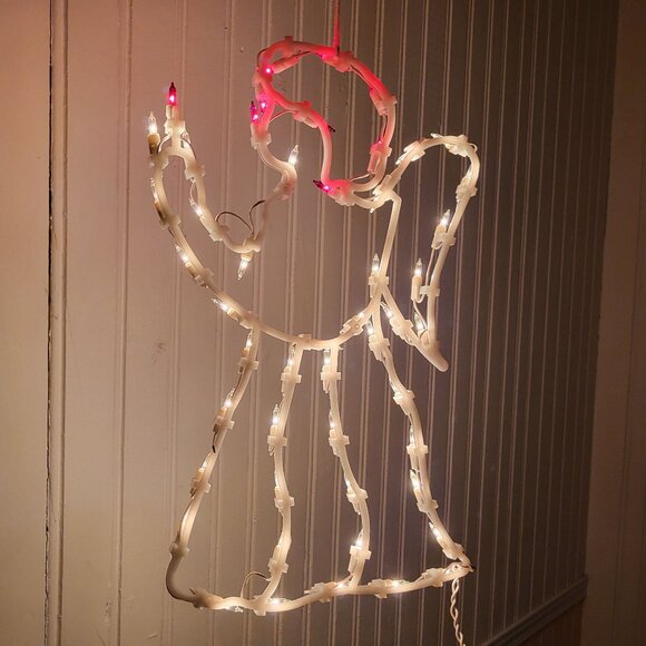 Vintage Christmas lights - Angel Sculpture Silhouette - Retro Christmas Decor - Picture 3 of 7